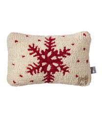 Red Flake 8" x 12" Wool Hooked Throw Pillow