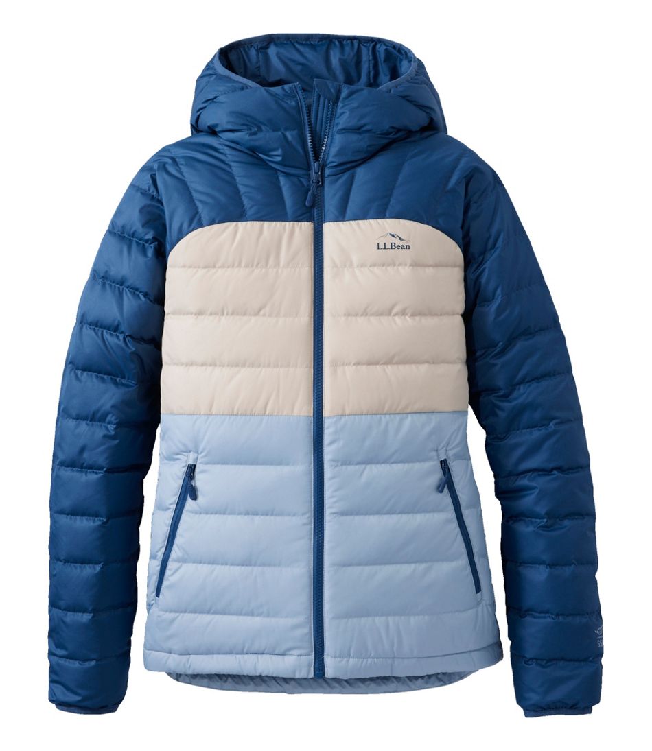 Women's Bean's Down Hooded Jacket Colorblock