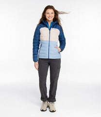 Women's Bean's Down Hooded Jacket Colorblock