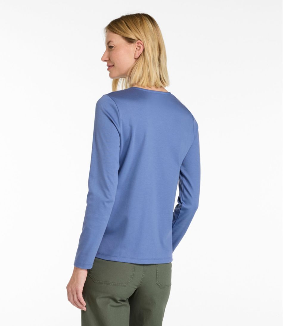 Women's Pima Cotton Tee Long-Sleeve Crewneck Cardigan