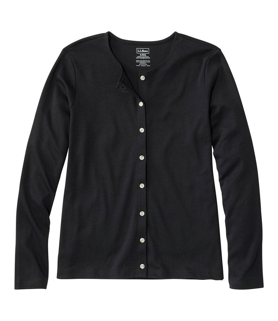 Women's Pima Cotton Tee Long-Sleeve Crewneck Cardigan