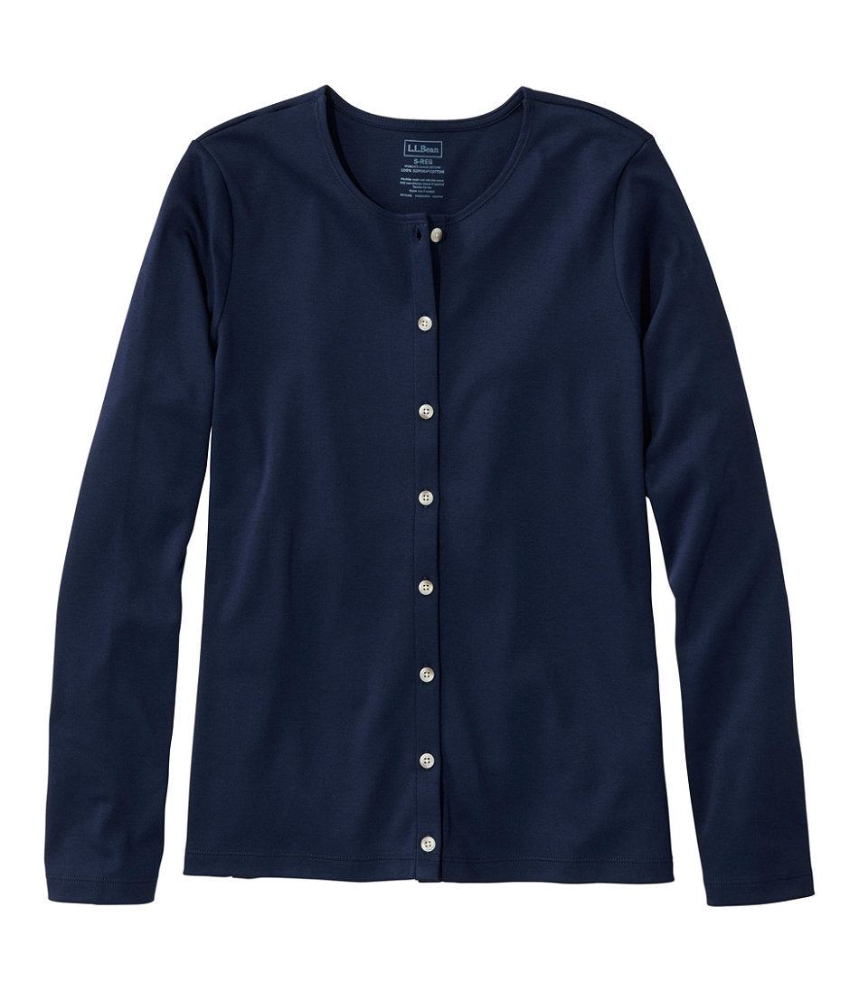 Women's Pima Cotton Tee Long-Sleeve Crewneck Cardigan