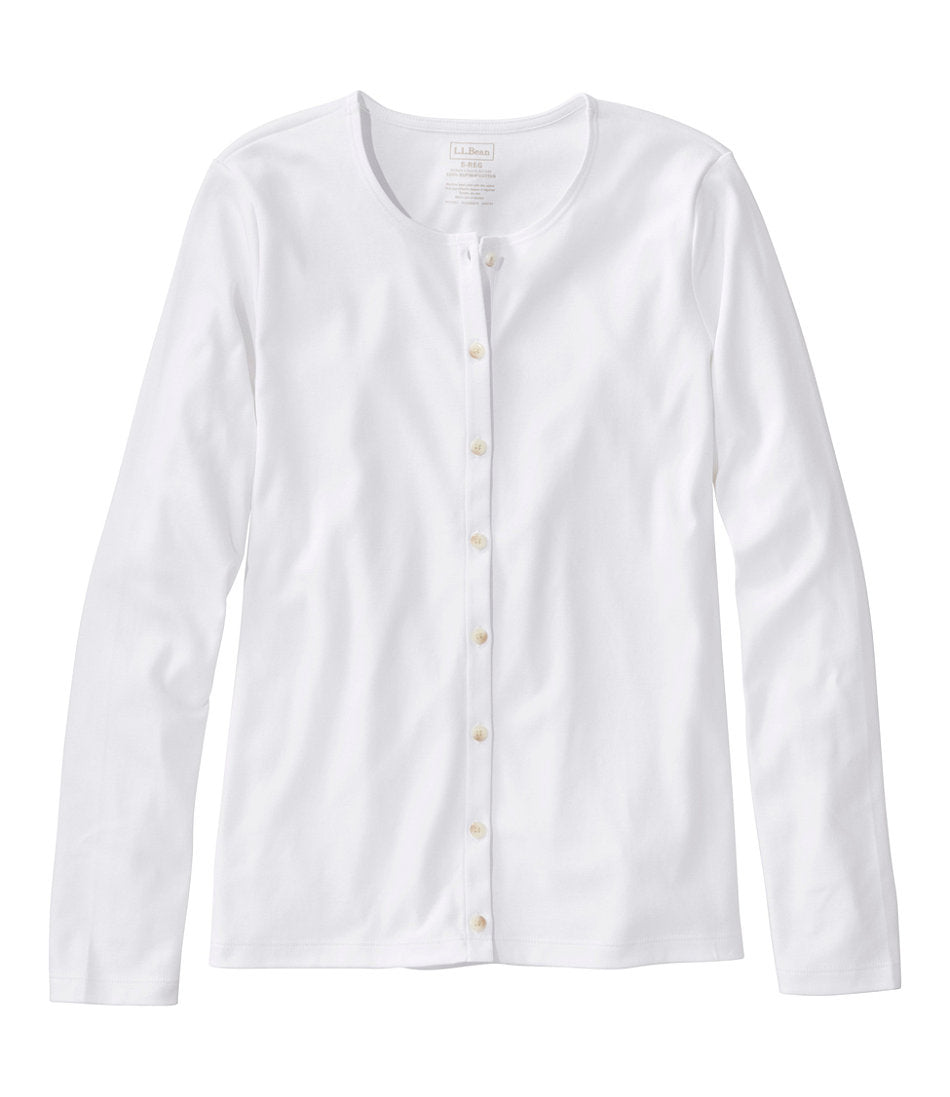 Women's Pima Cotton Tee Long-Sleeve Crewneck Cardigan