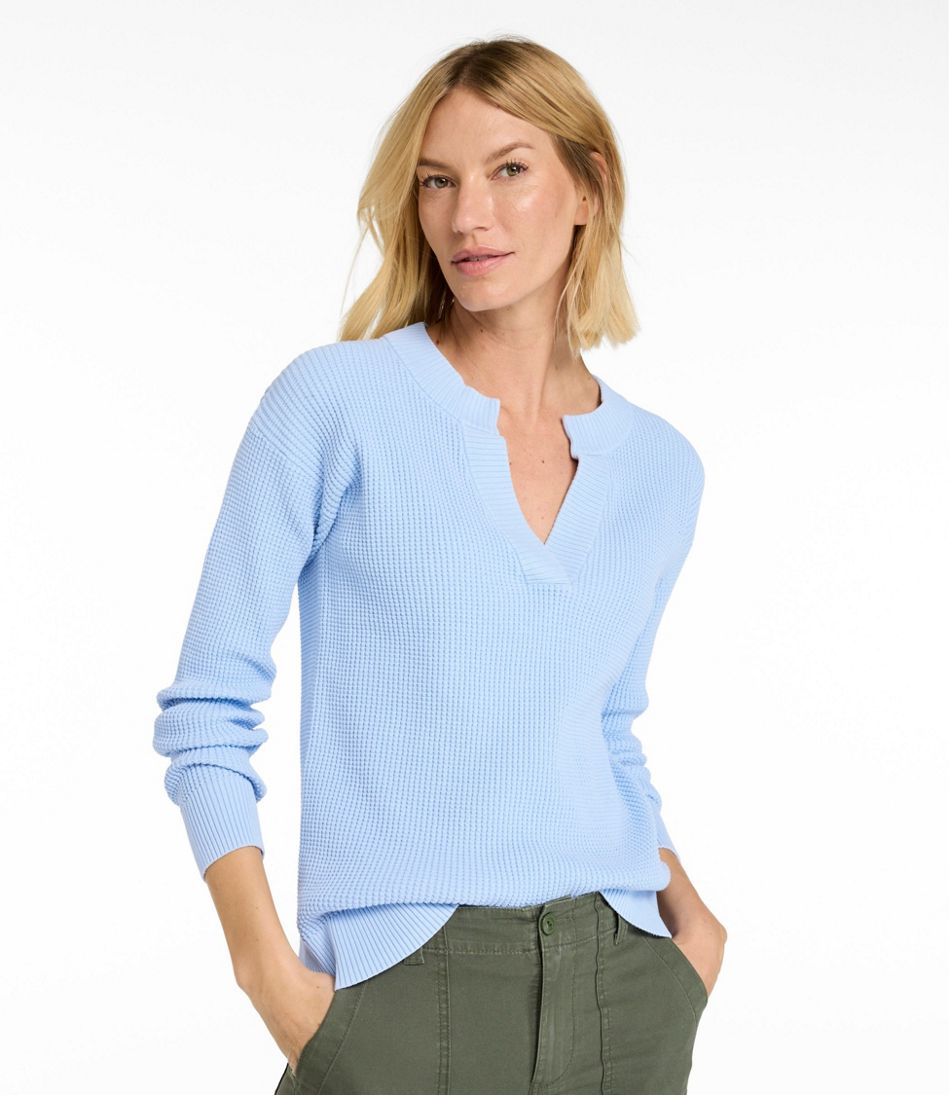 Women's Sunwashed Waffle Sweater Splitneck