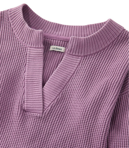 Women's Sunwashed Waffle Sweater, Splitneck