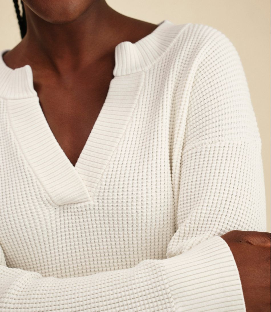 Women's Sunwashed Waffle Sweater Splitneck