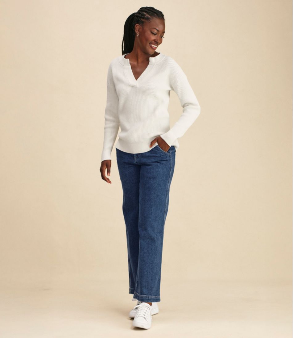 Women's Sunwashed Waffle Sweater Splitneck