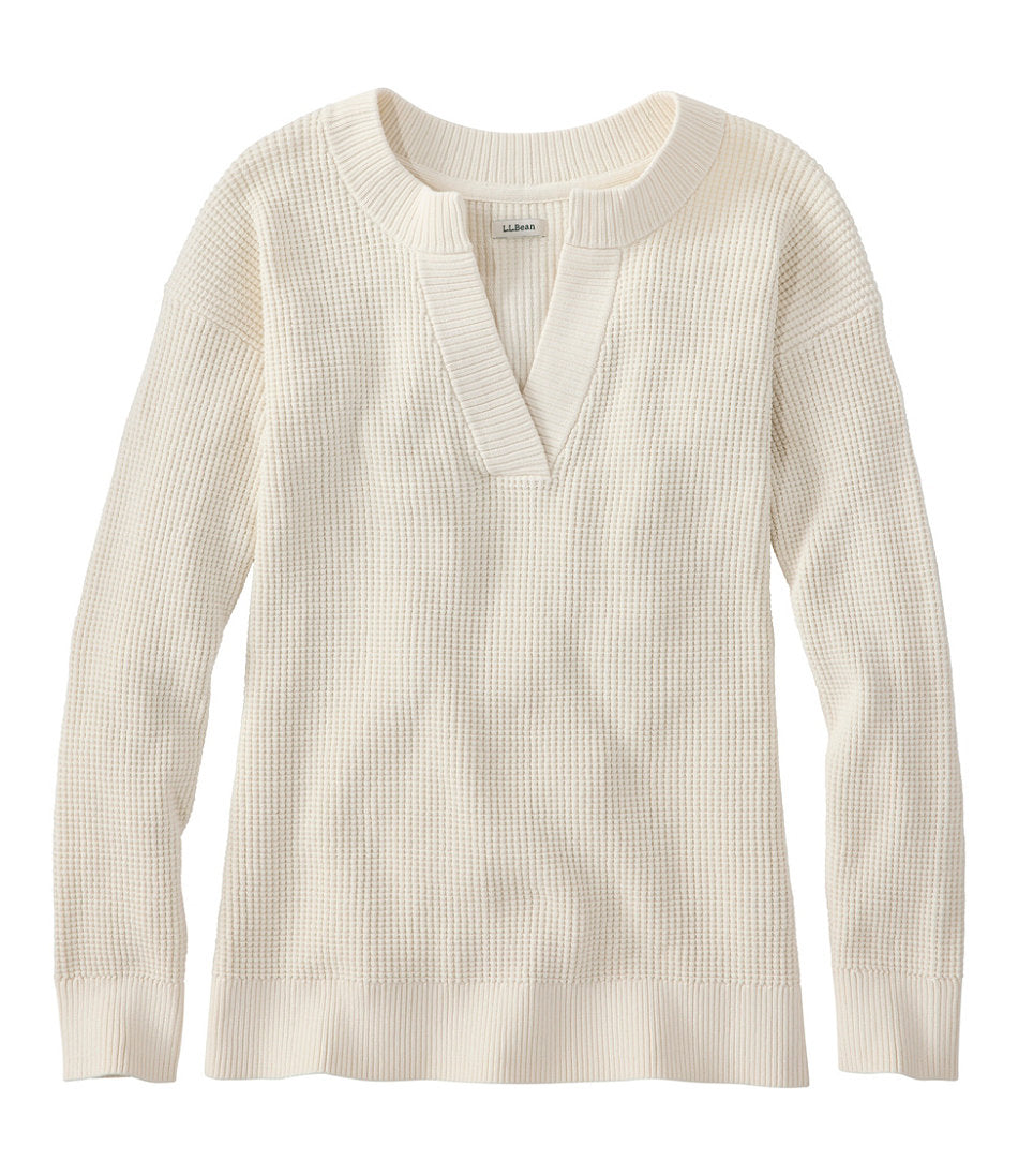 Women's Sunwashed Waffle Sweater Splitneck