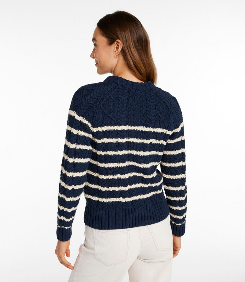 Crewneck Stripe Women's Signature Cotton Fisherman Sweater