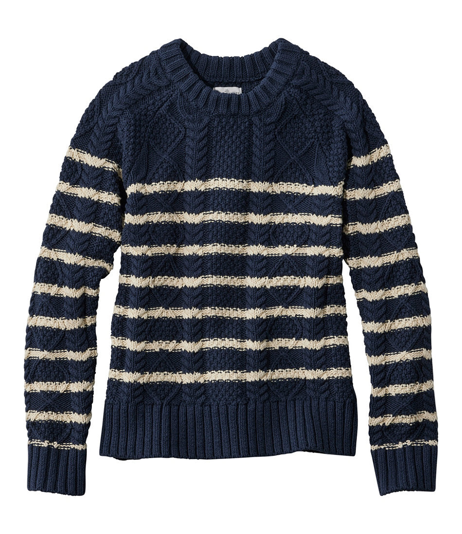 Women's Signature Cotton Fisherman Sweater Crewneck Stripe