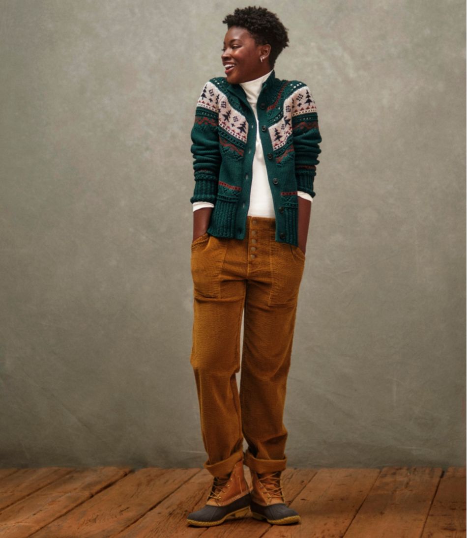 Mid-Rise Straight-Leg Women's Signature Utility Corduroy Pants