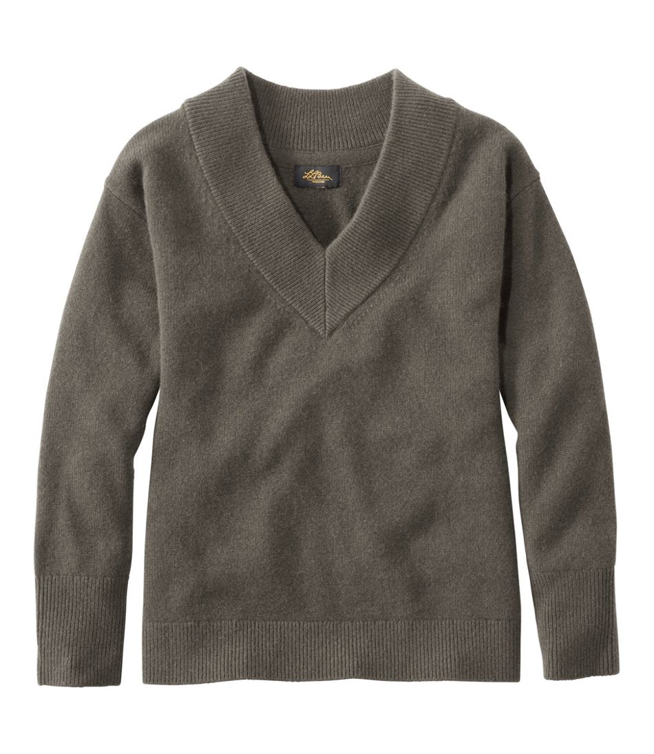 Relaxed V-Neck Women's Signature Premium Essential Cashmere Sweater