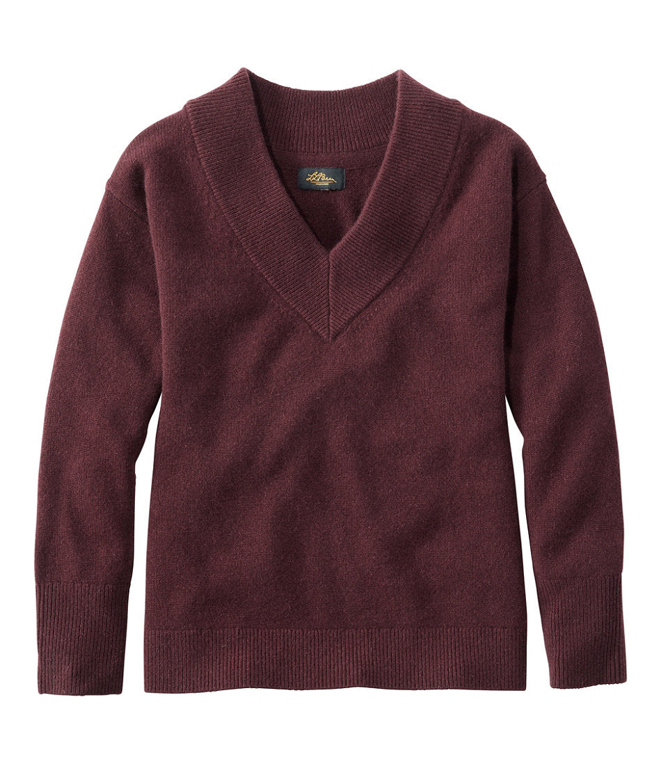 Women's Signature Premium Essential Cashmere Sweater Relaxed V-Neck