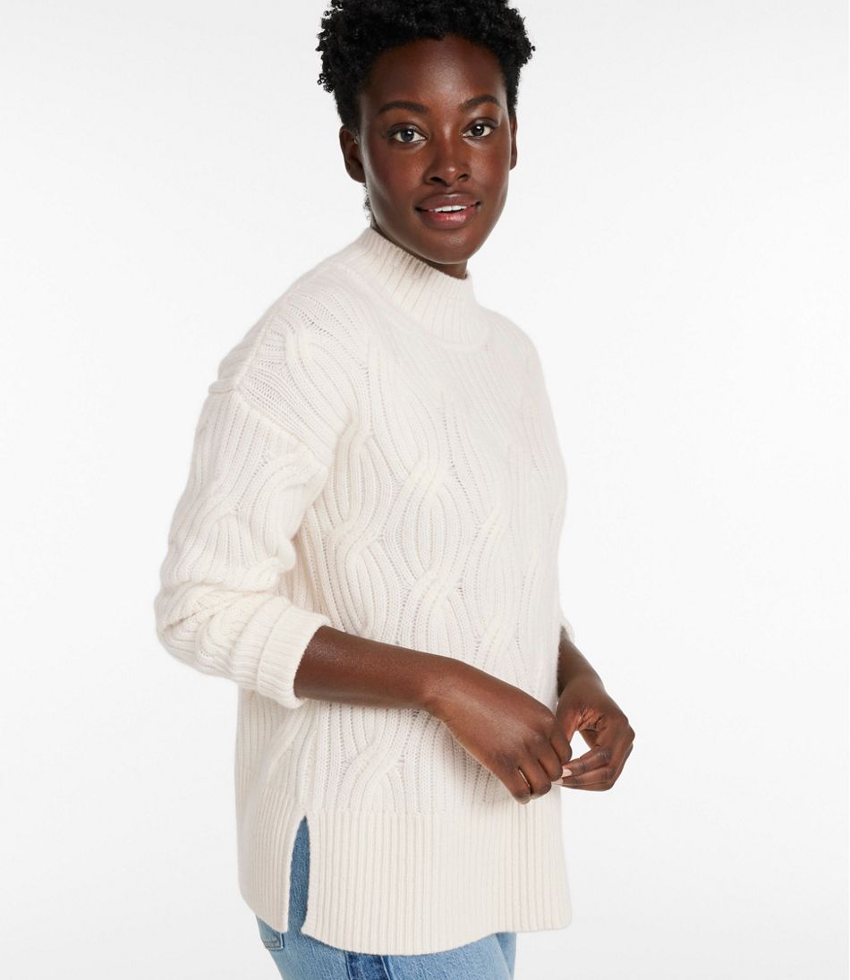 Women's Signature Premium Cashmere Cable Sweaters Mockneck