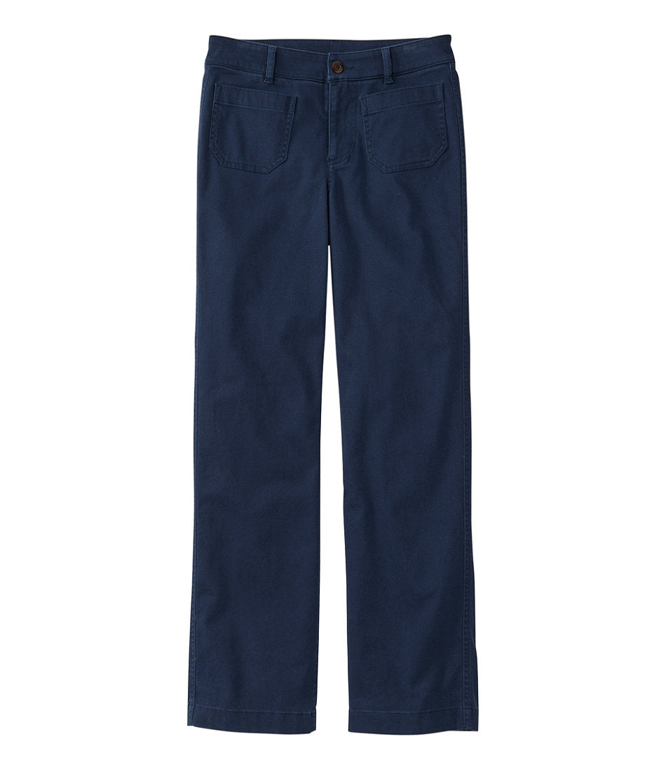 Mid-Rise Wide Straight-Leg Chino Women's Comfort Stretch Patch Pocket Pants