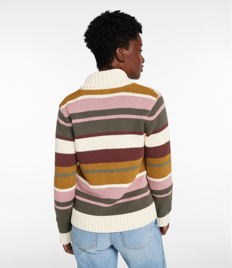 Women's Signature Original Cotton Sweater, Shawl Cardigan Stripe