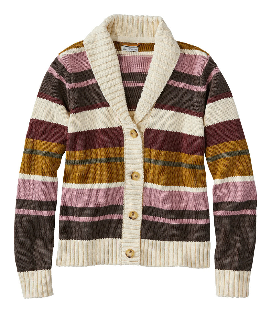 Shawl Cardigan Stripe Women's Signature Original Cotton Sweater