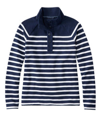 Women's Peaks Island Button Mockneck Stripe