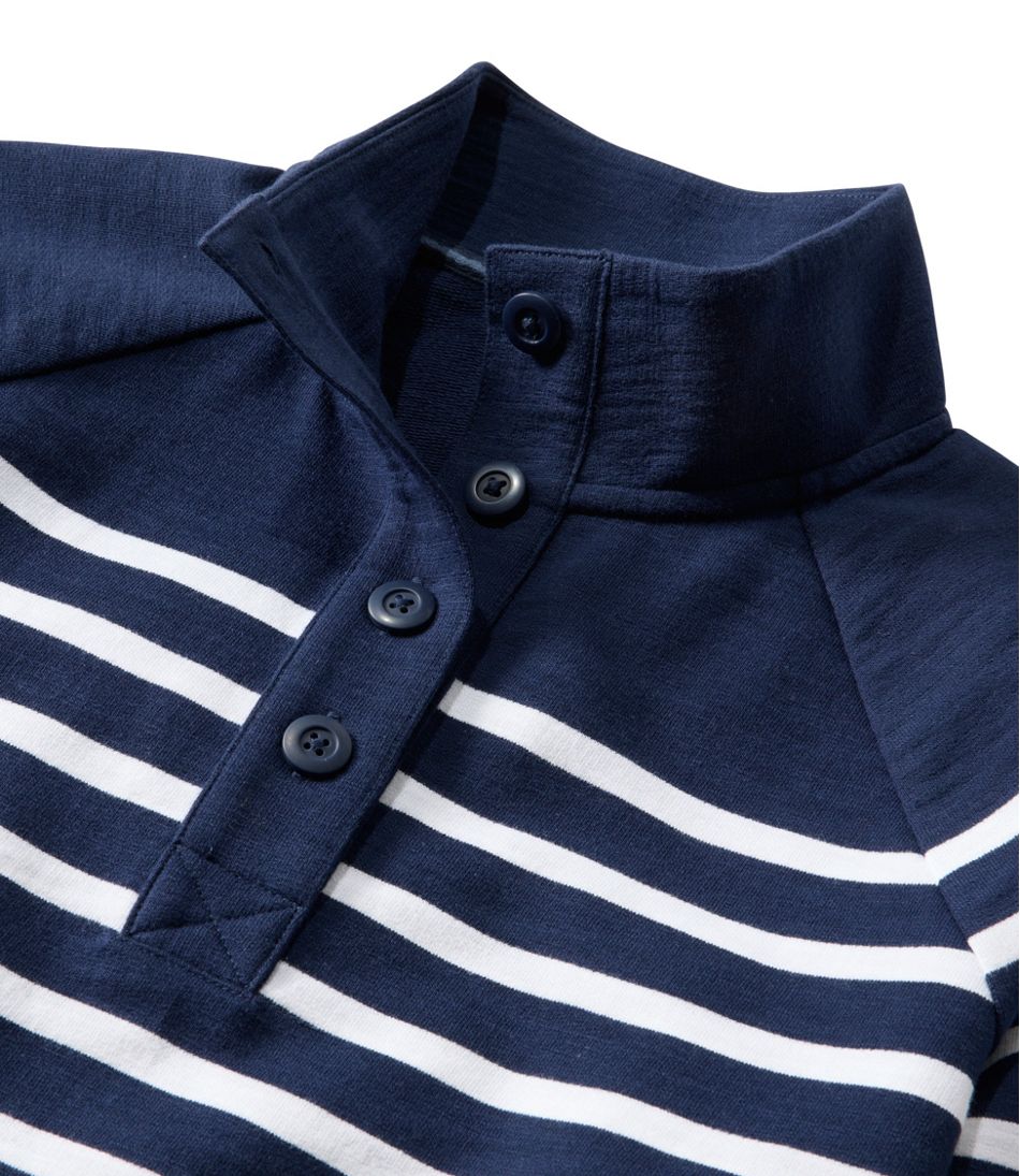 Women's Peaks Island Button Mockneck Stripe