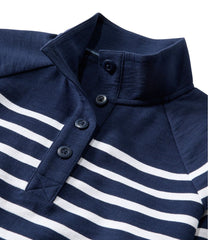 Women's Peaks Island Button Mockneck Stripe