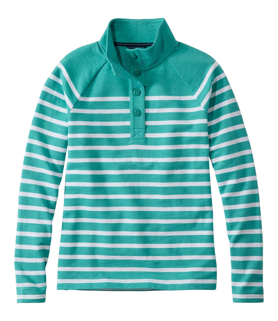 Women's Peaks Island Button Mockneck Stripe