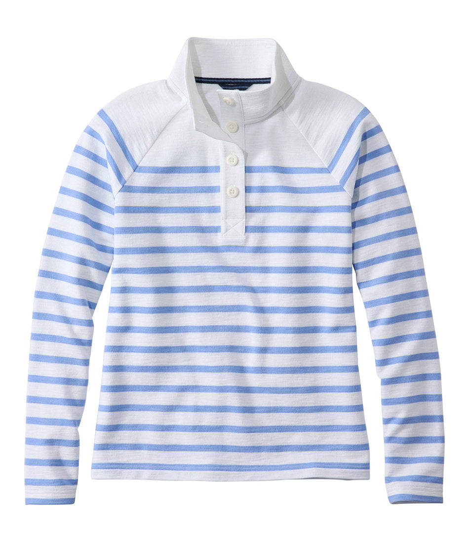Women's Peaks Island Button Mockneck Stripe