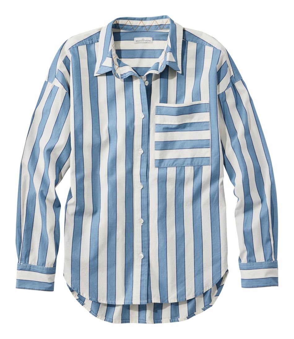 Women's Signature Premium Essential Poplin Shirt Long-Sleeve Novelty Stripe