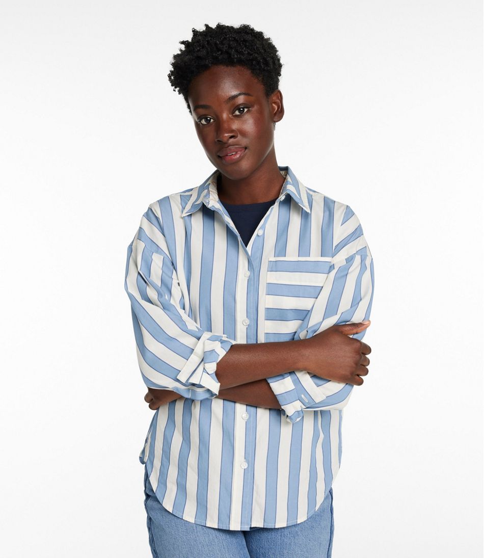 Women's Signature Premium Essential Poplin Shirt Long-Sleeve Novelty Stripe