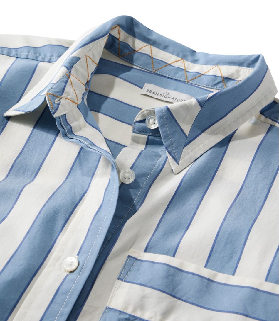 Women's Signature Premium Essential Poplin Shirt Long-Sleeve Novelty Stripe