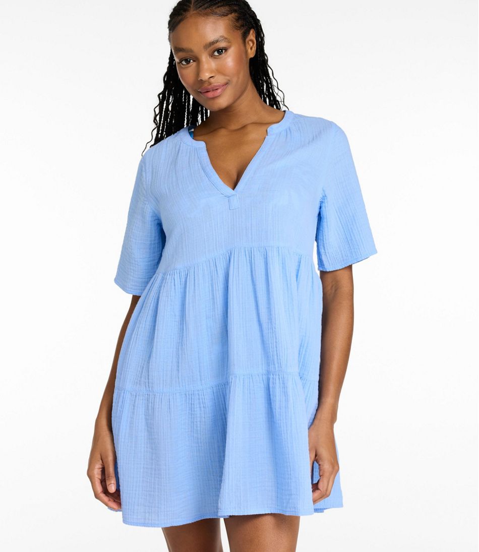Print Women's Cloud Gauze Cover-Up Tiered Dress