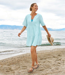 Print Women's Cloud Gauze Cover-Up Tiered Dress
