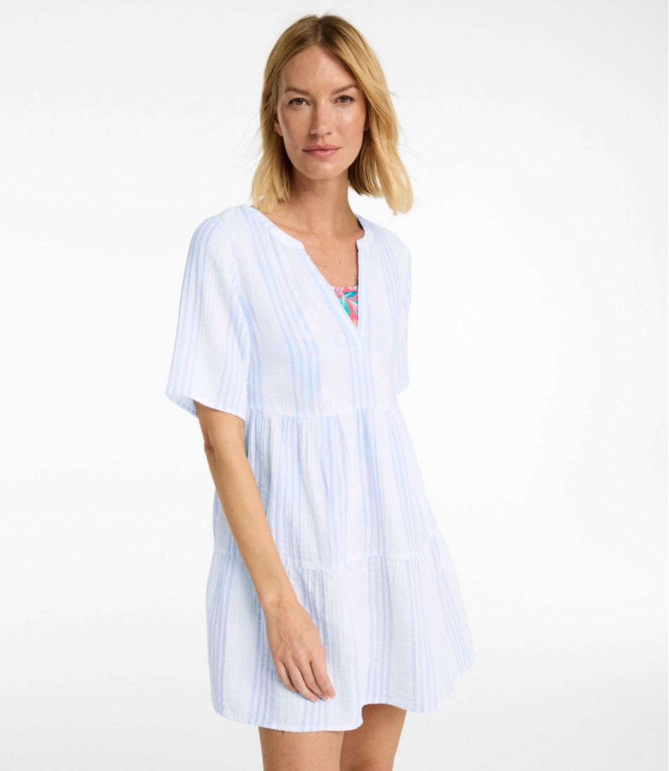 Women's Cloud Gauze Cover-Up Tiered Dress Print