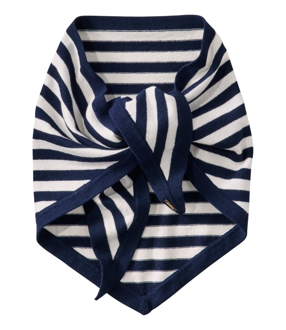 Striped Women's Cotton/Cashmere Knit Triangle Scarf