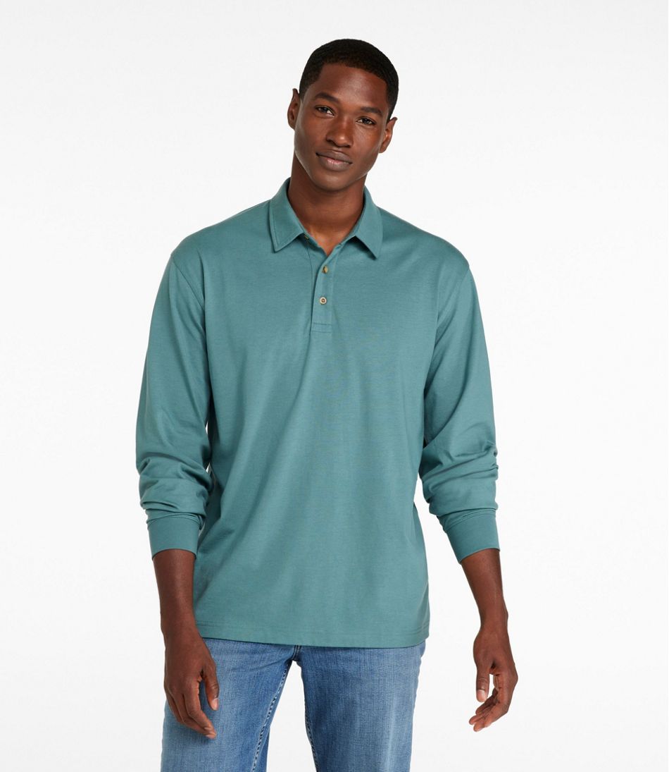 Men's Carefree Unshrinkable Polo Long-Sleeve Without Pocket