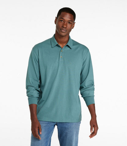 Men's Carefree Unshrinkable Polo, Long-Sleeve, Without Pocket