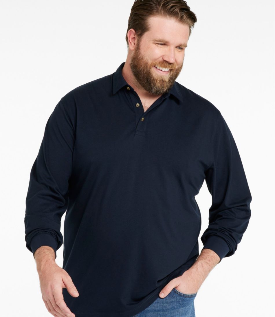 Men's Carefree Unshrinkable Polo Long-Sleeve Without Pocket