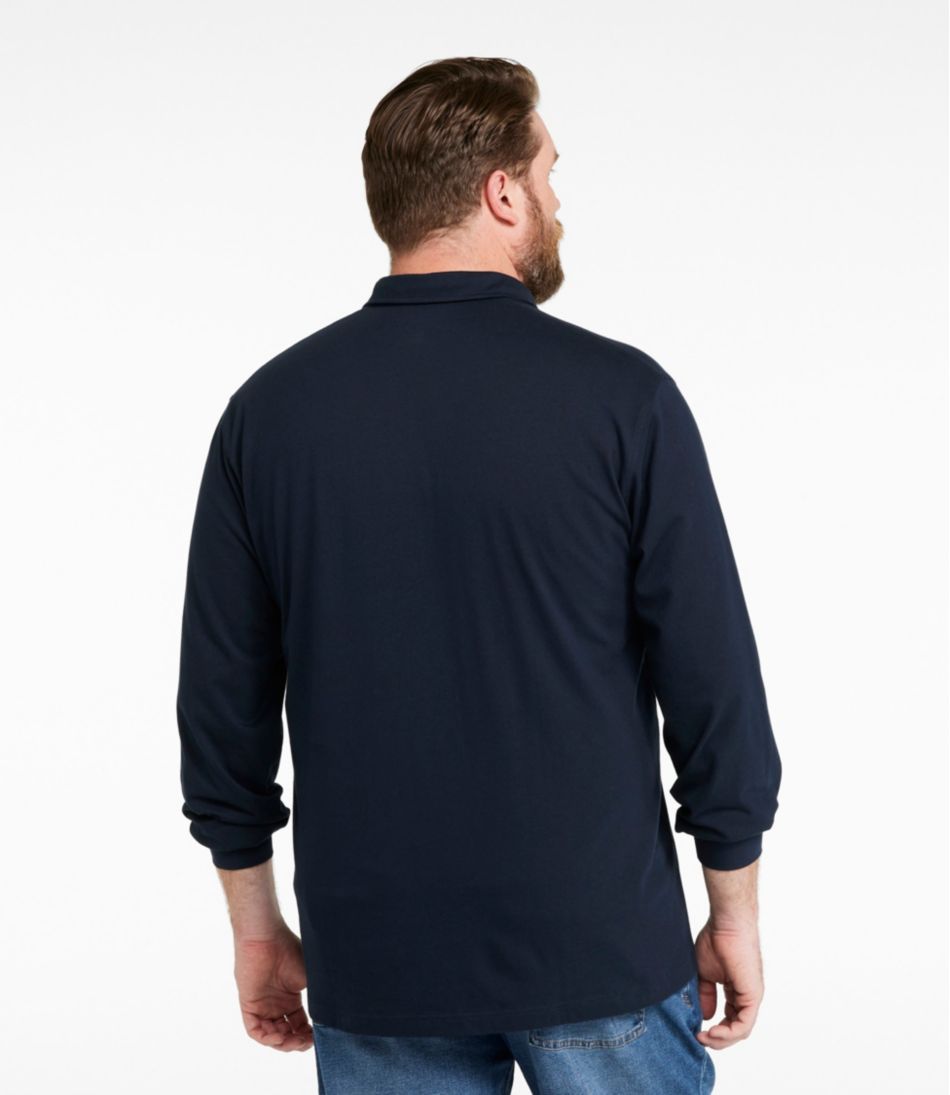 Men's Carefree Unshrinkable Polo Long-Sleeve Without Pocket