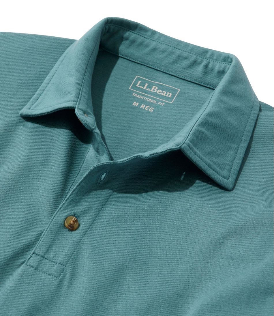 Men's Carefree Unshrinkable Polo Long-Sleeve Without Pocket