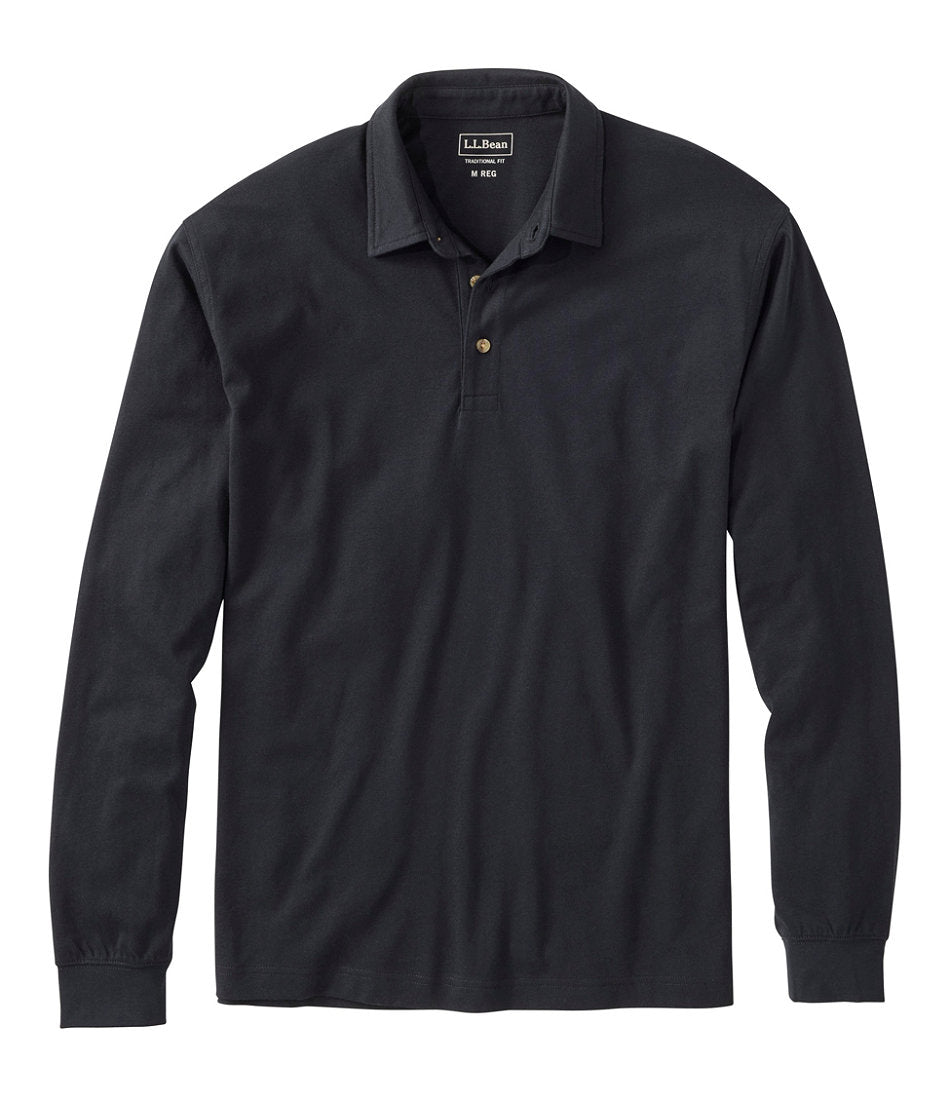 Long-Sleeve Men's Carefree Unshrinkable Polo Without Pocket