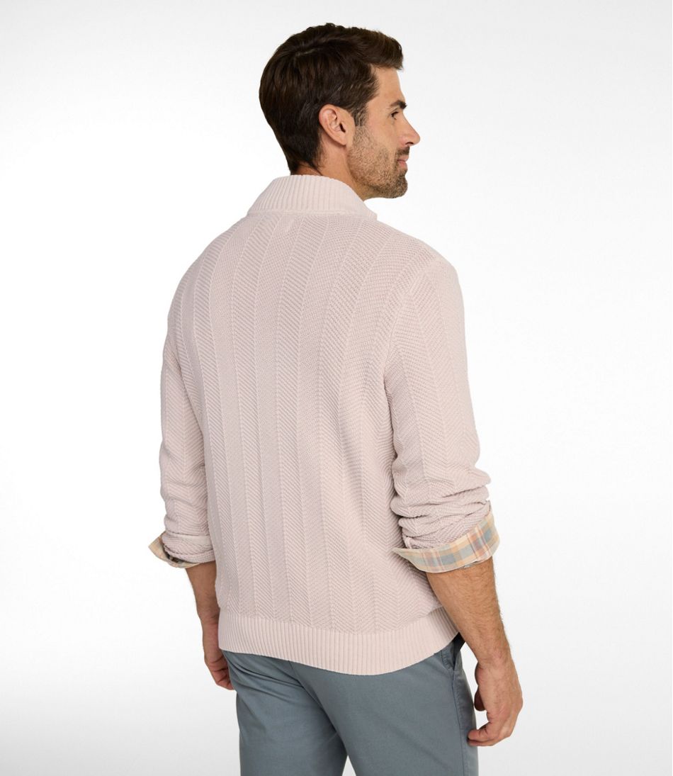 Herringbone 1/4 Zip Men's Sunwashed Textured Cotton Sweater