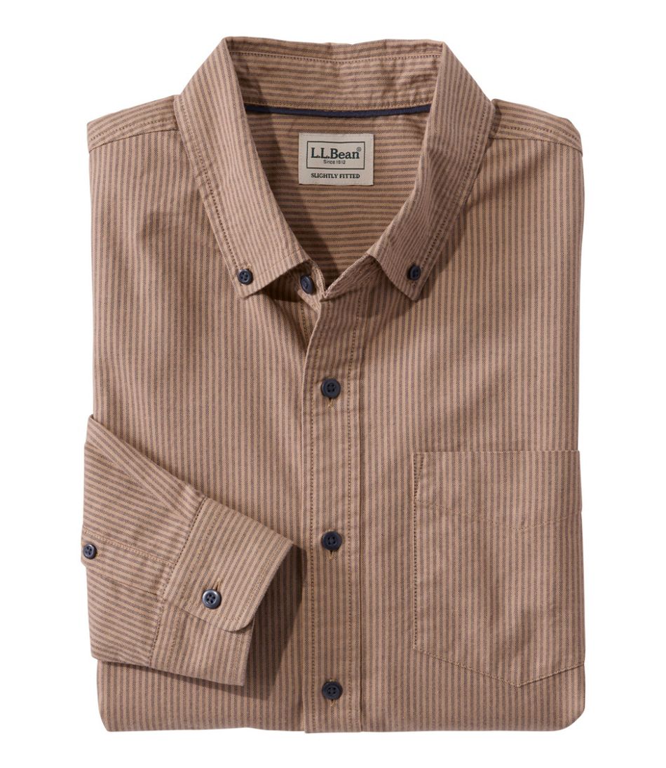 Men's Sunwashed Oxford Shirt Stripe Slightly Fitted Untucked Fit