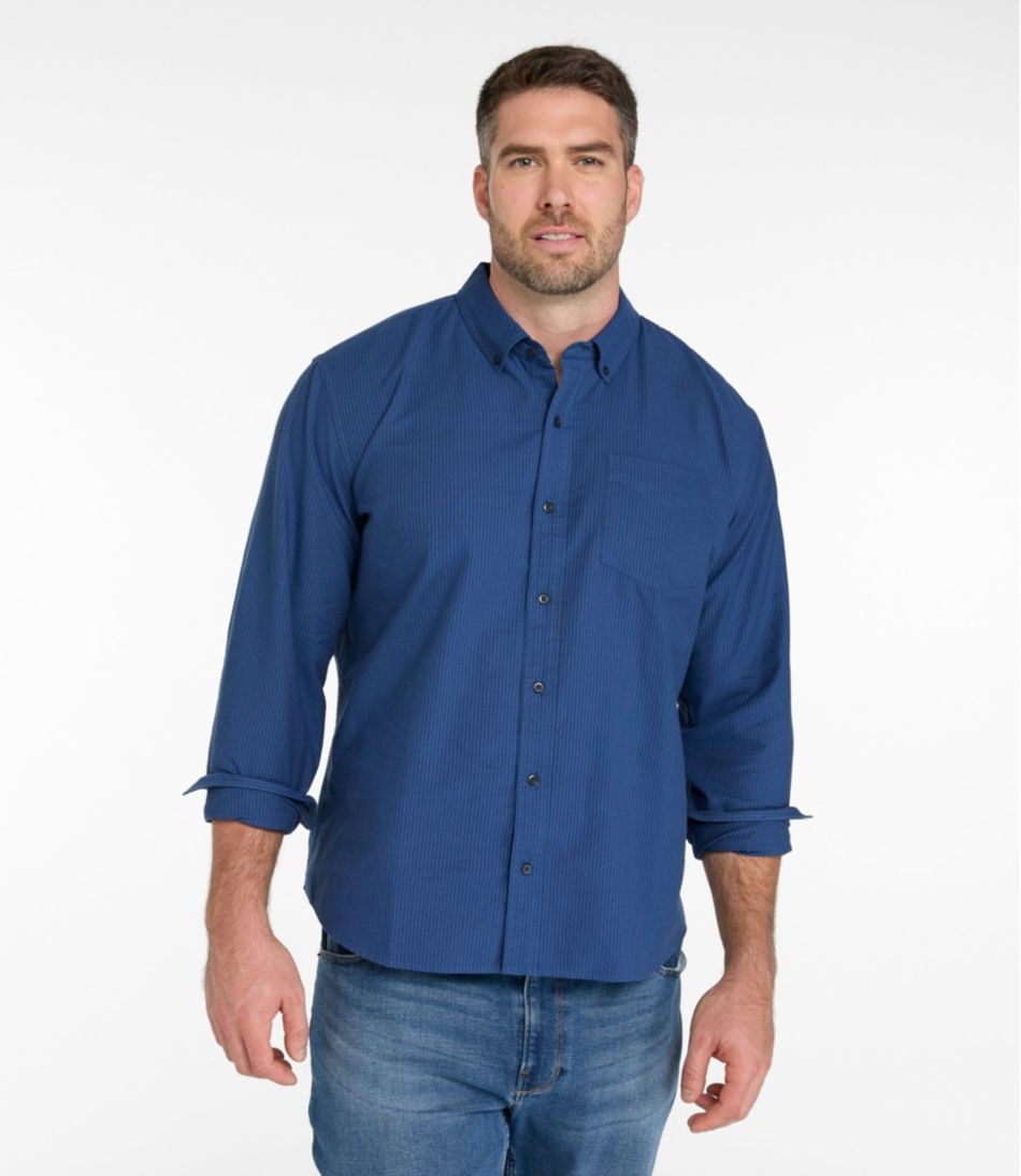 Men's Sunwashed Oxford Shirt Stripe Slightly Fitted Untucked Fit