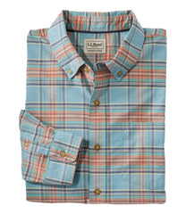 Plaid Men's Sunwashed Oxford Shirt Slightly Fitted Untucked Fit