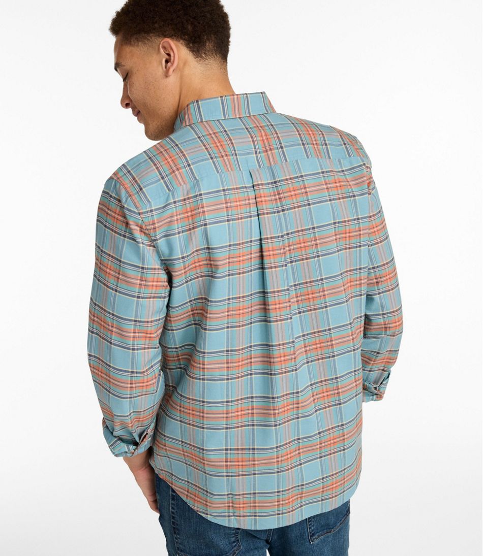 Plaid Men's Sunwashed Oxford Shirt Slightly Fitted Untucked Fit