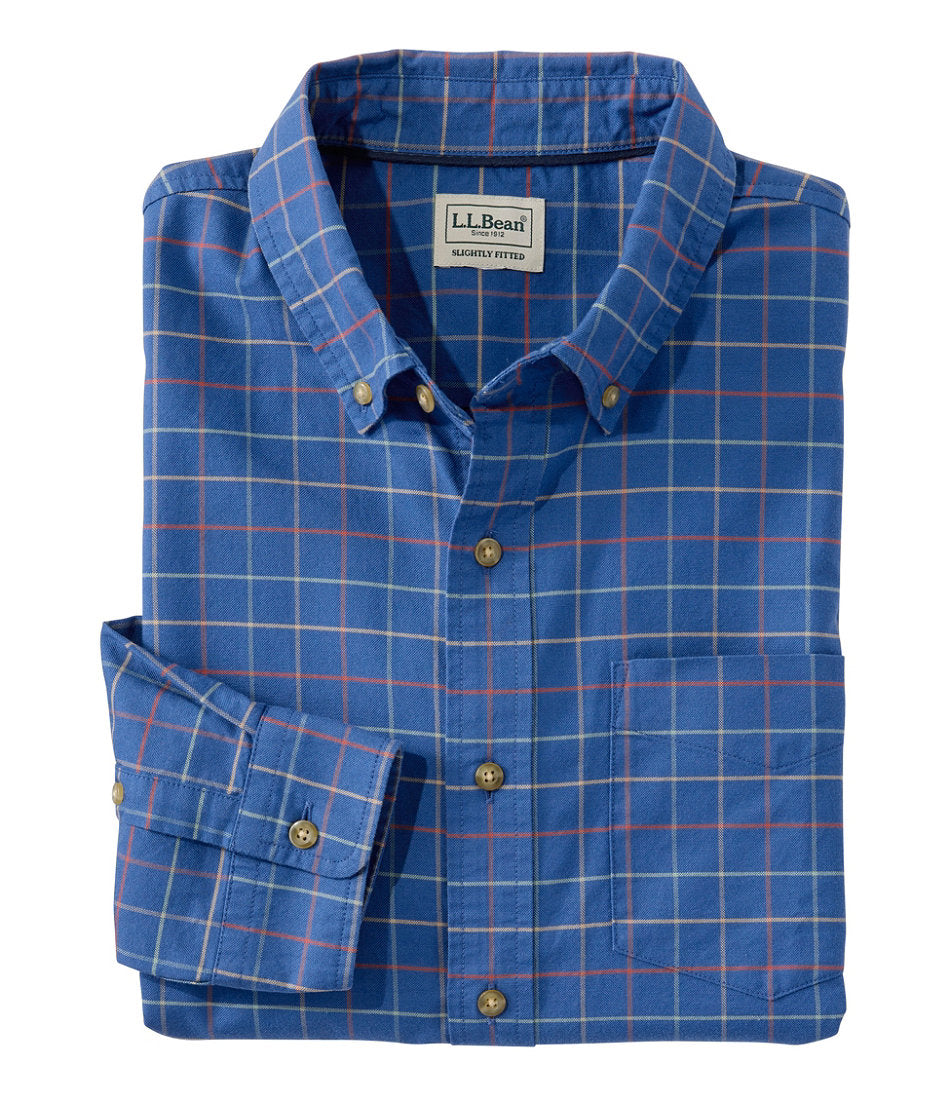 Plaid Slightly Fitted Untucked Fit Men's Sunwashed Oxford Shirt