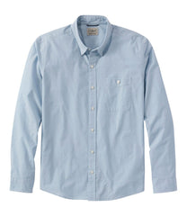 Long-Sleeve Men's Comfort Stretch Performance® Chambray Shirt Slightly Fitted Untucked Fit
