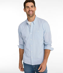 Long-Sleeve Men's Comfort Stretch Performance® Chambray Shirt Slightly Fitted Untucked Fit