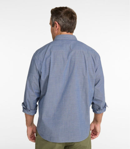Men's Comfort Stretch Performance® Chambray Shirt, Long-Sleeve, Slightly Fitted Untucked Fit