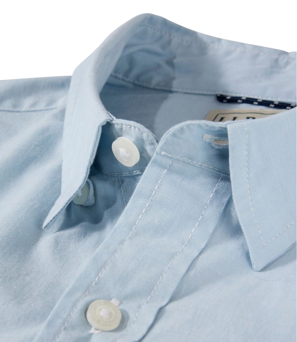 Long-Sleeve Men's Comfort Stretch Performance® Chambray Shirt Slightly Fitted Untucked Fit
