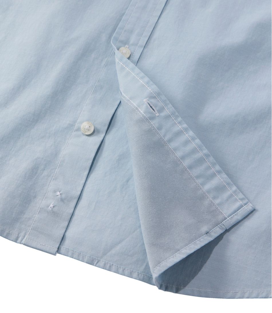 Long-Sleeve Men's Comfort Stretch Performance® Chambray Shirt Slightly Fitted Untucked Fit